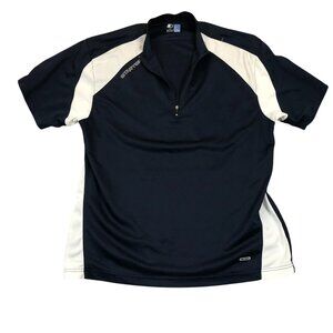 Starter Mens Dri-Star Athletic Shirt Large Navy Short Sleeve 1/4 Zip Activewear